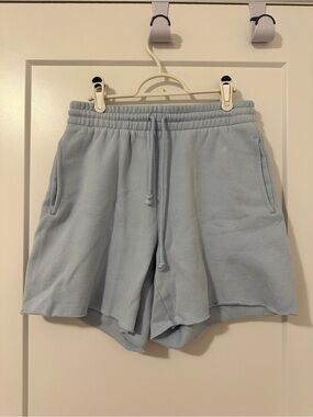 Aritzia TNA Blue Cozy Fleece Boyfriend Shorts Size Medium Women’s